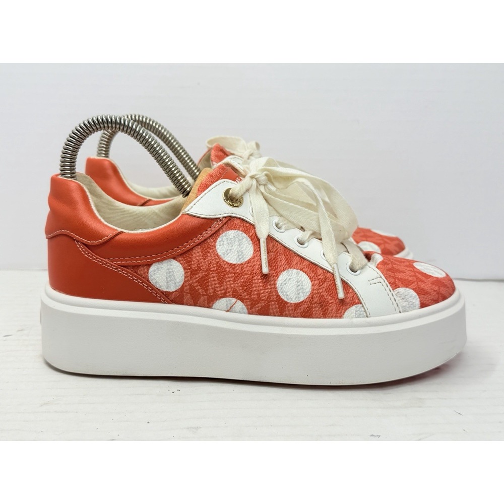 Michael Kors Romey Womens US 8 Orange Polka Dot Signature Platform Sneakers